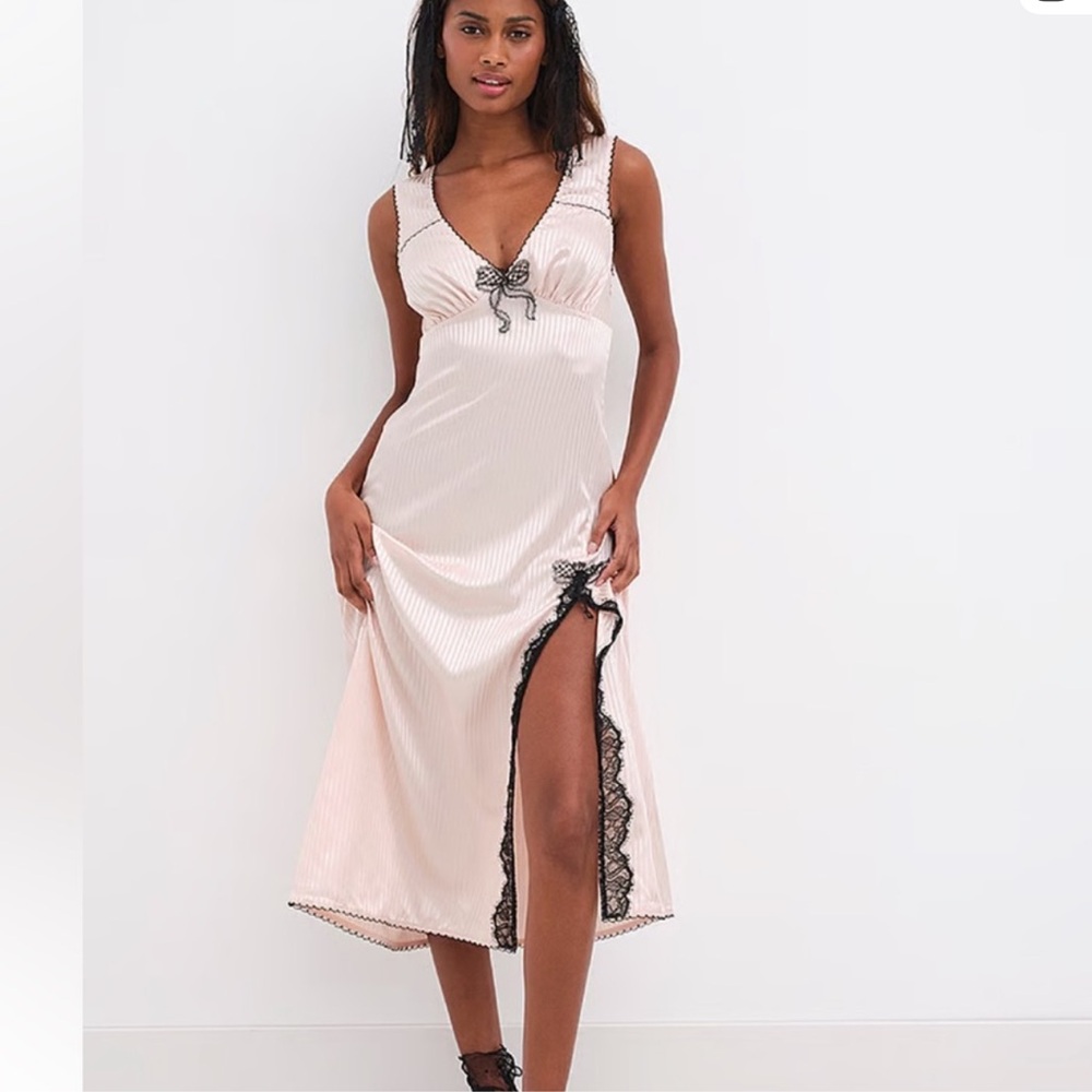 For Love And Lemons Daphne Midi Slip Dress - Pink and Black